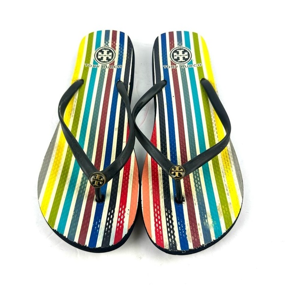 Tory Burch Shoes - Tory‎ Burch Flip Flop 10.5 Rubber Striped Slip On Sandal Womens